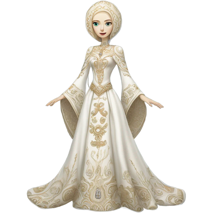 a white alien woman full body in Romanov dress emoji