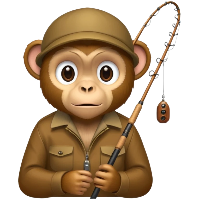 monkey holding fishing rod emoji