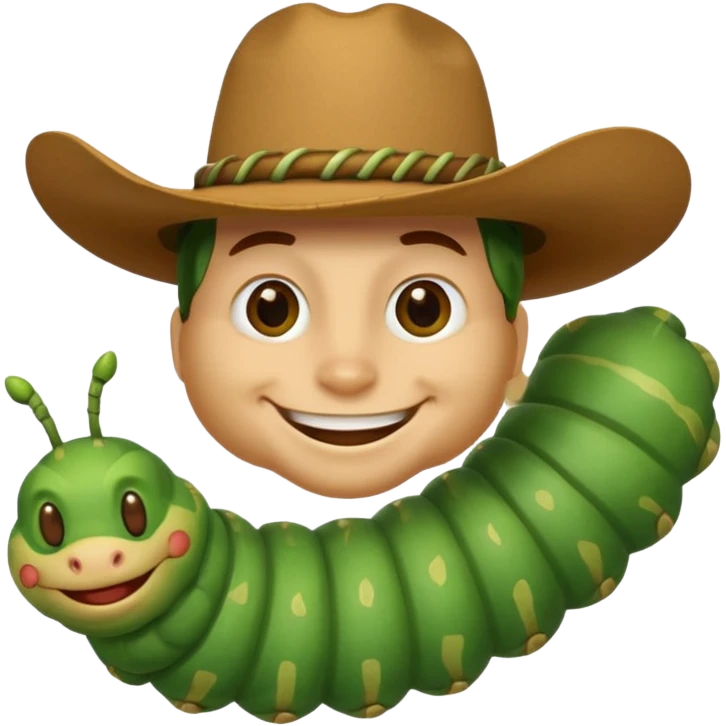Cowboy emoji mixed with caterpillar emoji emoji
