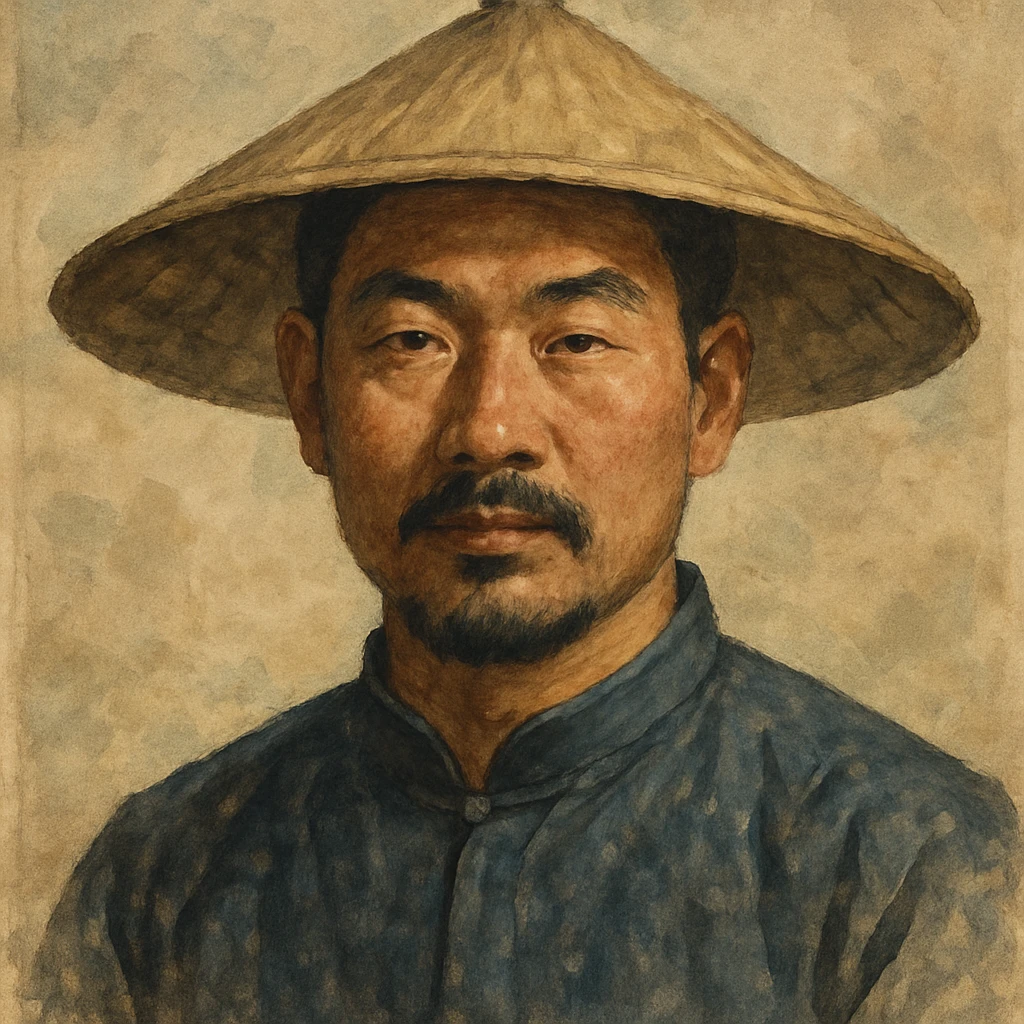 chinese man wearing rice paddy hat, style 6 emoji