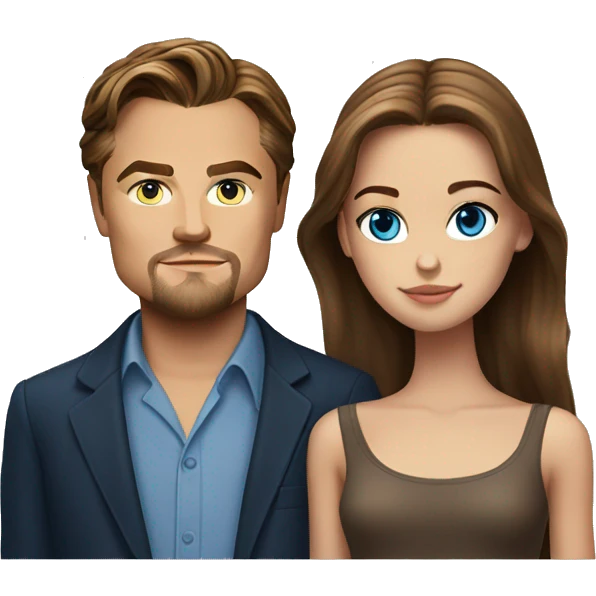 Leonardo DiCaprio with Young model with brown hair and blue eyes  emoji