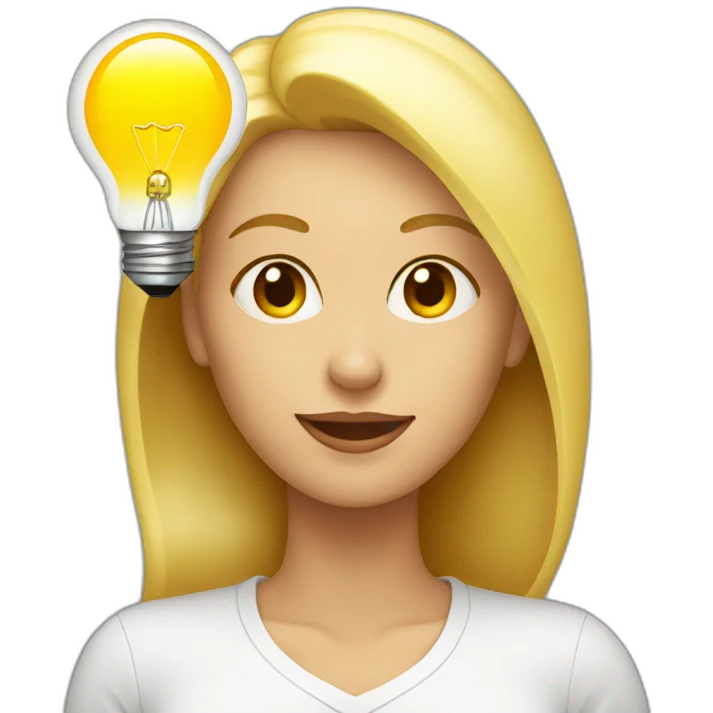 blonde woman with a lightbulb above her head emoji