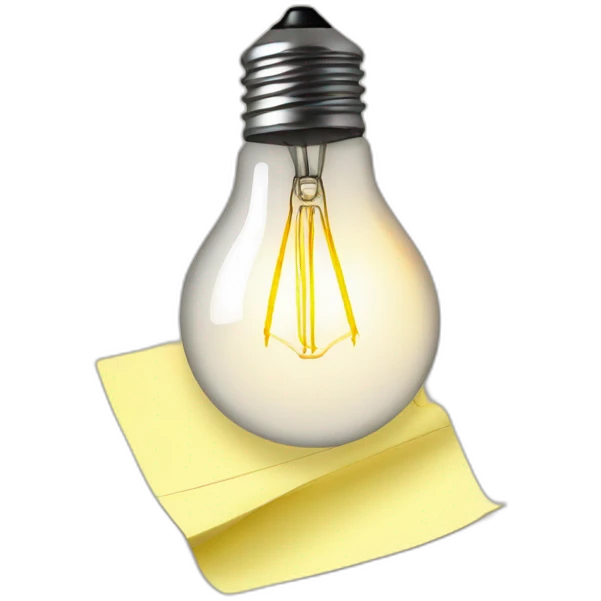 a note paper and light bulb emoji