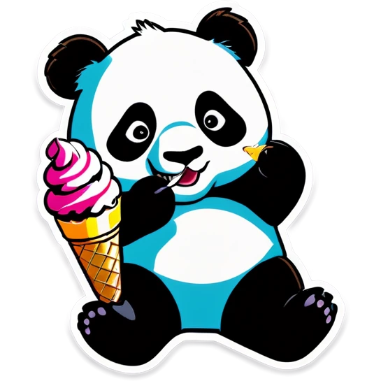 Panda eating ice cream emoji