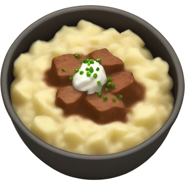 bowl of mashed potatoes beef stew emoji