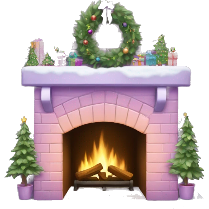 Pastel Lilac brick fireplace Christmas  emoji
