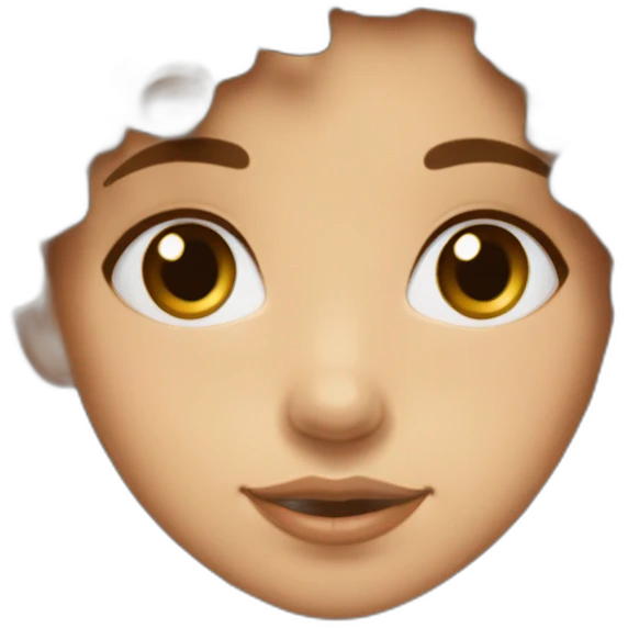 fille cheveux bouclés marrons longs yeux bleus emoji