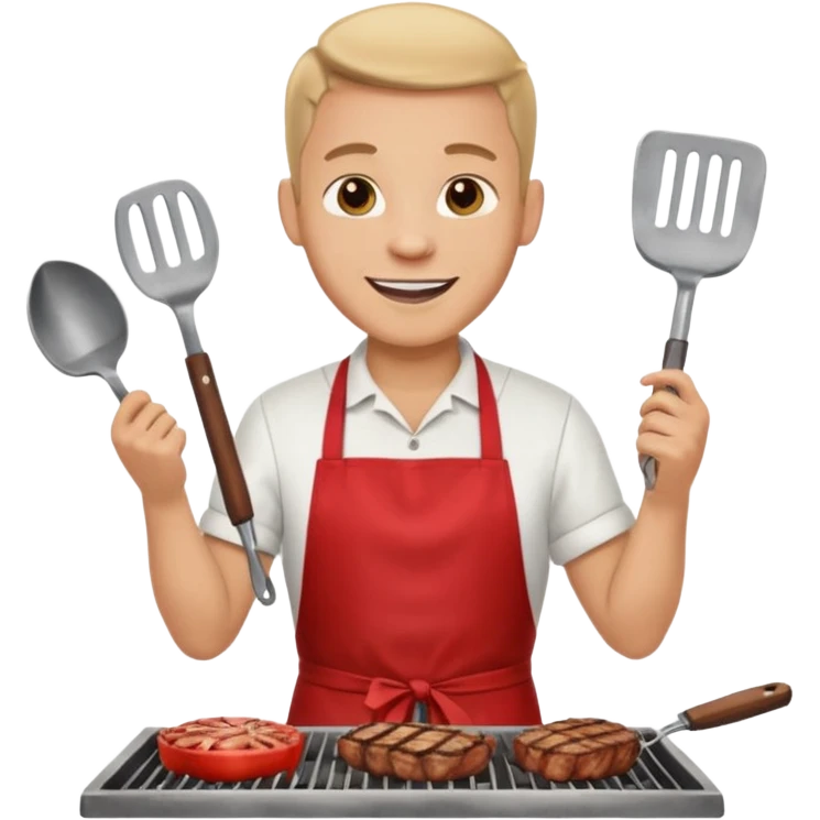 man light skin haciendo parrilla emoji