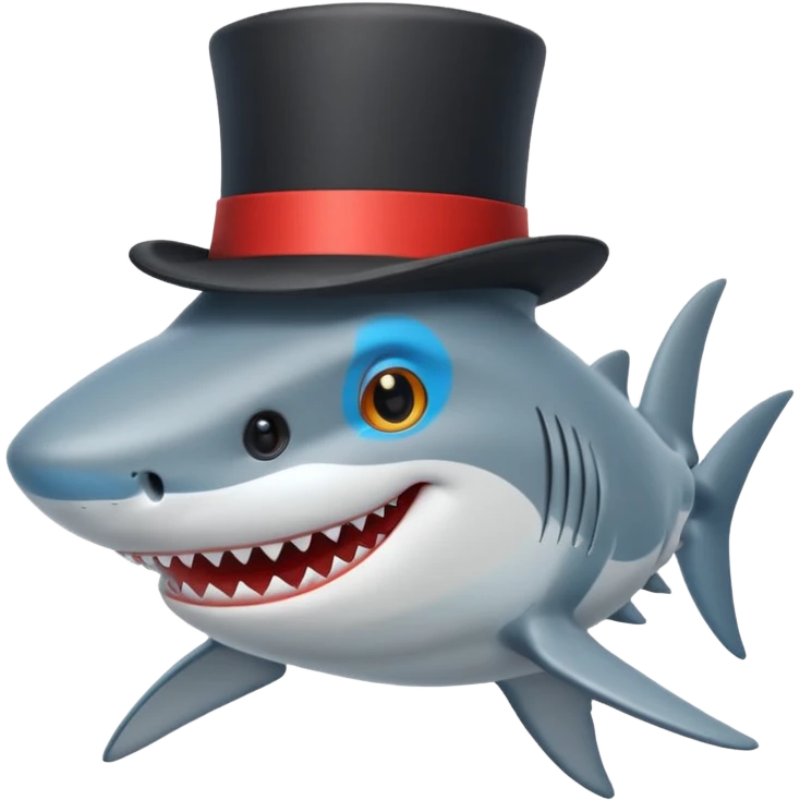 Shark with a top hat emoji