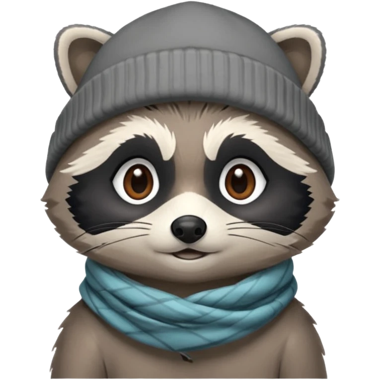 Racoon with scarf and beanie cap emoji