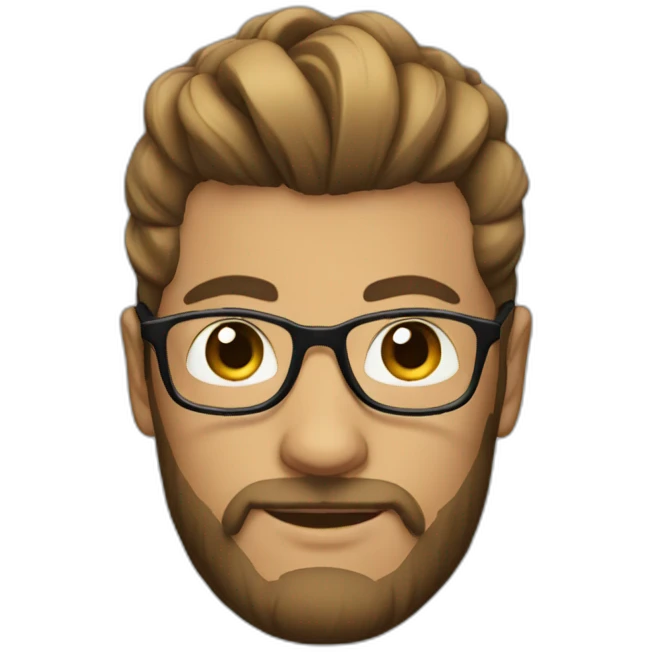 a person with man bun, short beard and glasses emoji