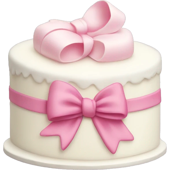White cake with a pink bow emoji