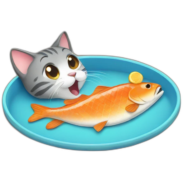 cat eating fish emoji
