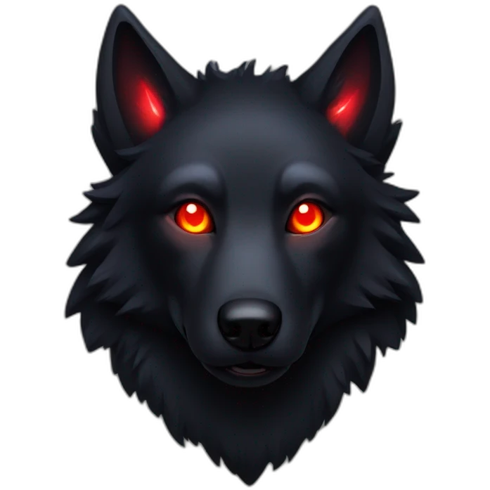 pitch black wolf, red glowing eyes emoji