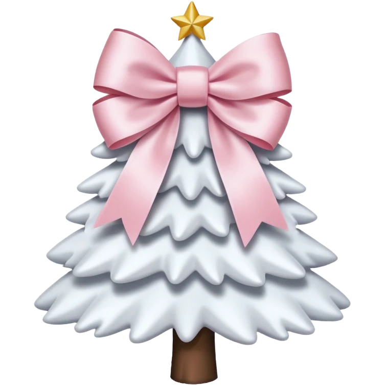 Cute light pink bow sitting on top of a white Christmas tree emoji