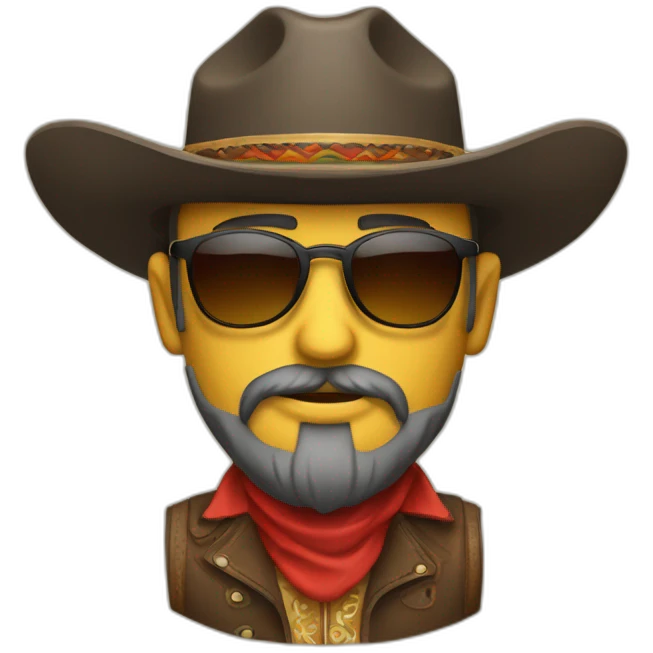 Cantautor con sombrero vaquero  barba gafas y guitarras emoji