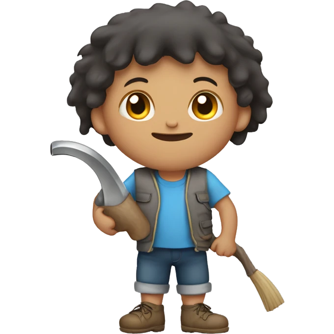 Niño cargando cabra  emoji