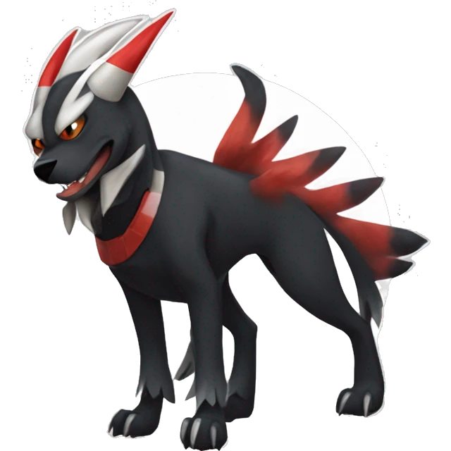 Black Cool Edgy Nargacuga-Houndoom-Fakémon  with White and Red Edgy markings emoji