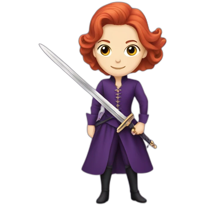 Audrey fleurot in purple with sword emoji