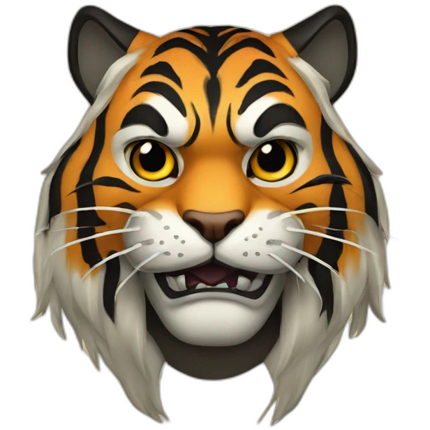 Tiger with evil face  samurai emoji