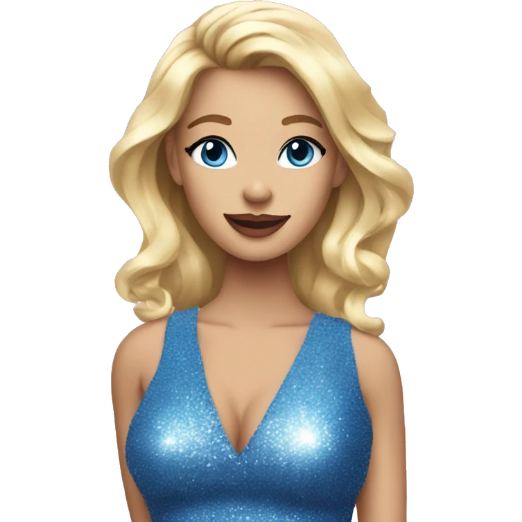 Pretty blonde singer in sparkly blue and pink dress  emoji