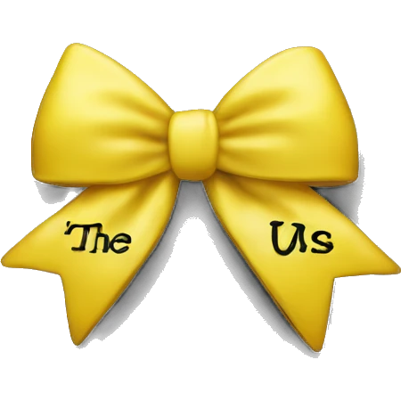yellow bow with the words the secret of us engraved on it in black emoji