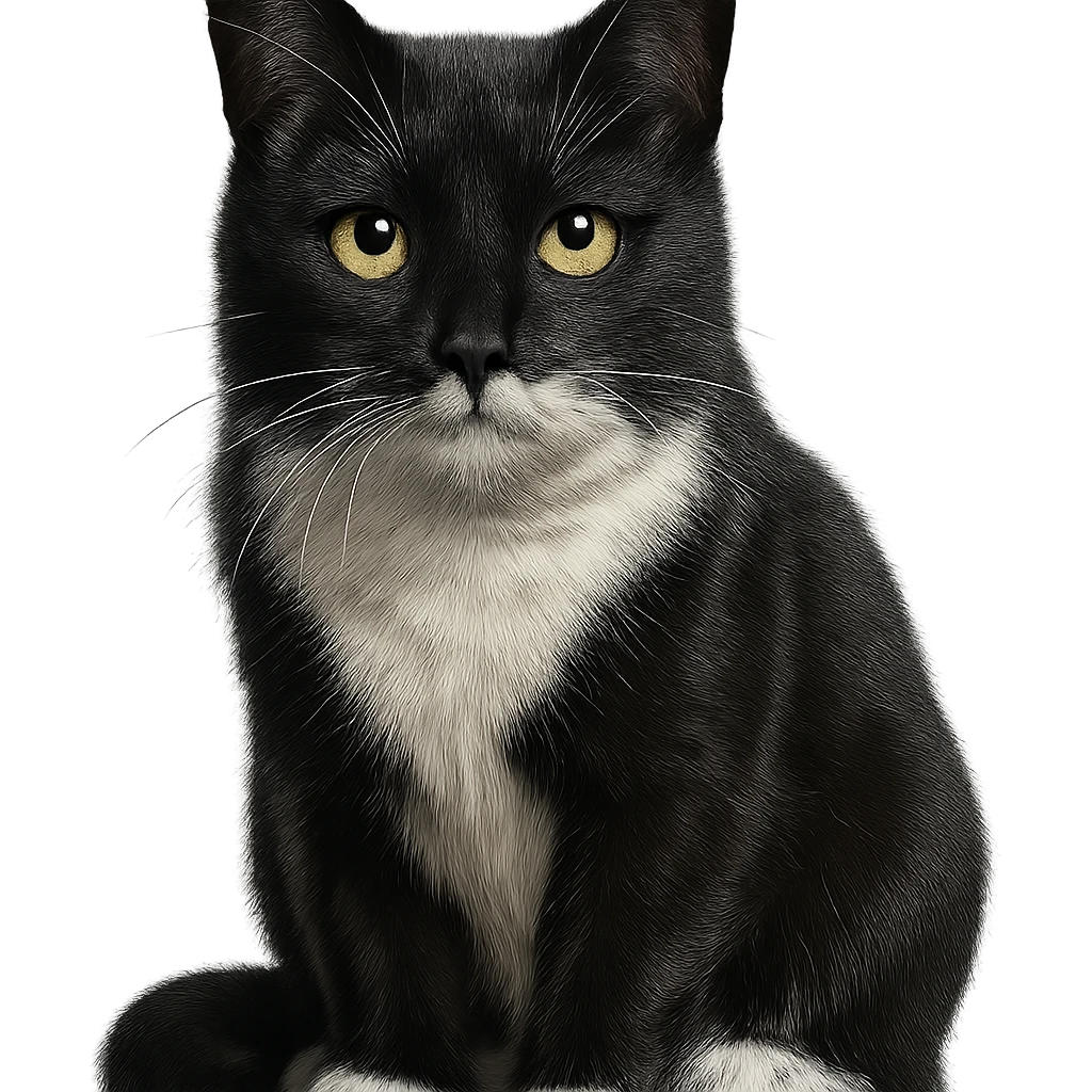 realistic tuxedo cat, detailed fur, lifelike eyes, photorealistic emoji