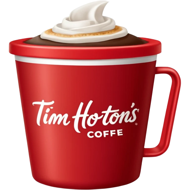 Tim Hortons coffee, it should be red cup with white write writing " Tim Hortons" and a White lid emoji
