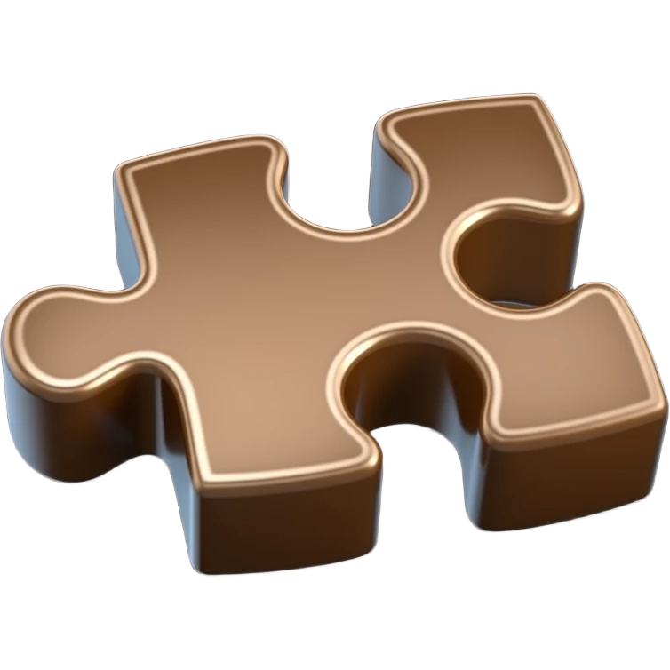 3d-brown -puzzle-piece-emoji polished-metal-texture,-floating-on-a-deep-midnight-brown-background--soft-dramatic-studio-lighting,-cinematic-rim-light emoji