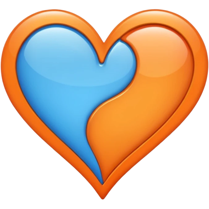 Half blue half orange heart split vertically emoji