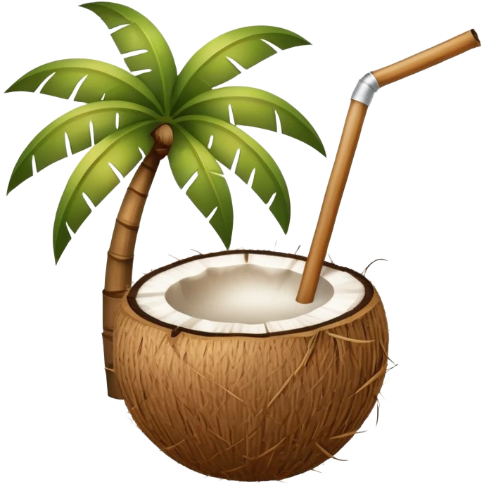 Straw in a coconut emoji