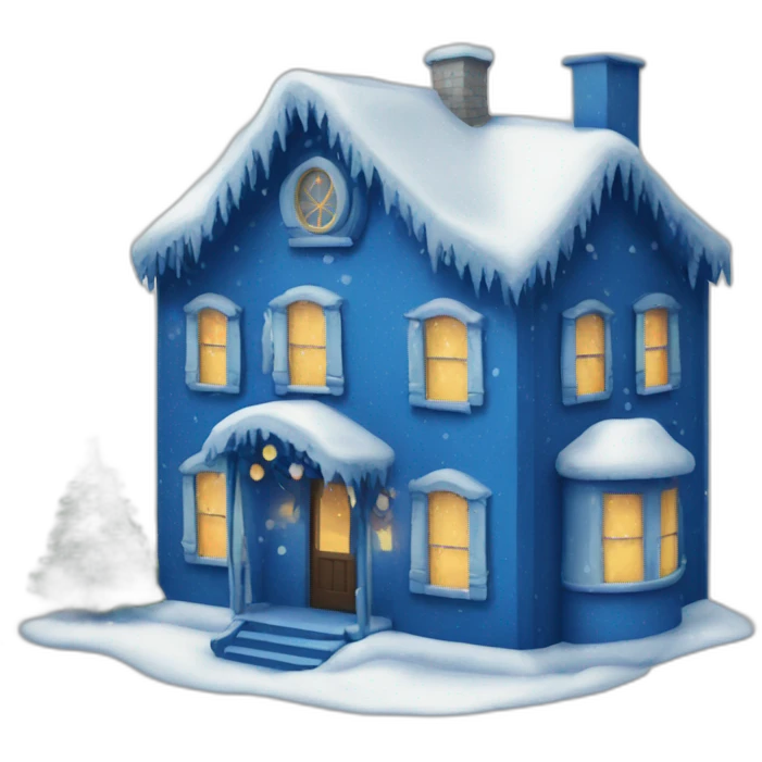 New Year's house decorated blue emoji