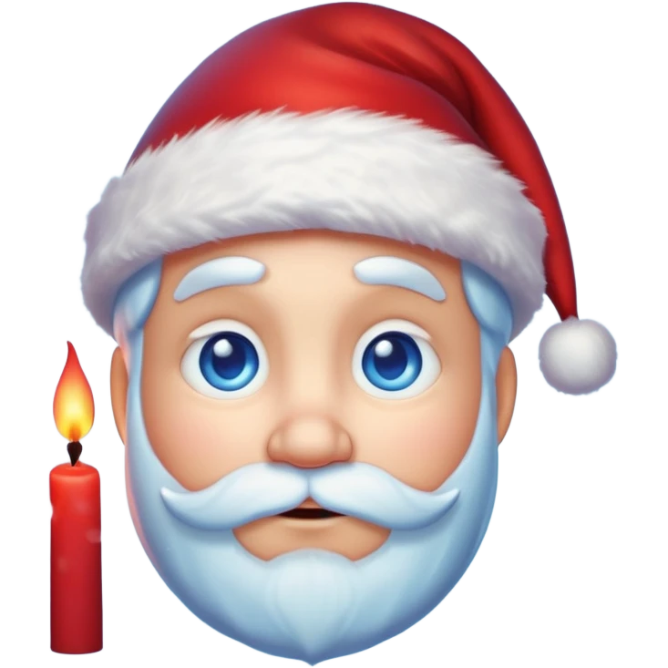 Fantasy human portrait emoji, Santa Claus hat slightly frosted, icy winter face with red candlelight reflection in eyes, cold blue lighting, subtle festive contrast, emotional minimalism, clean readable emoji style, male/female variant
 emoji