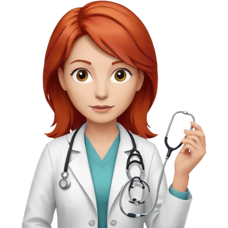 woman 40 ,red hair, rock style, doctor emoji