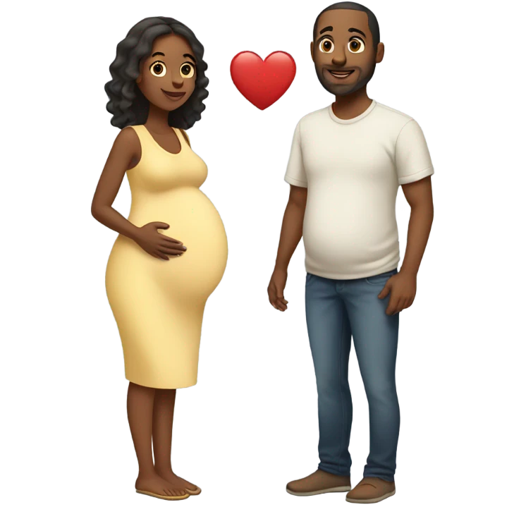 pregnant wife with husband full body emoji
