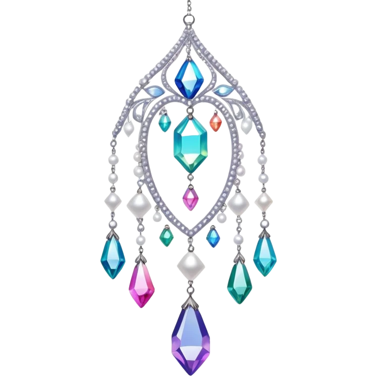 Iridescent big giant glistening glossy sparkly shiny glittery hanging crystals pearls and beads and gemstones decorations emoji
