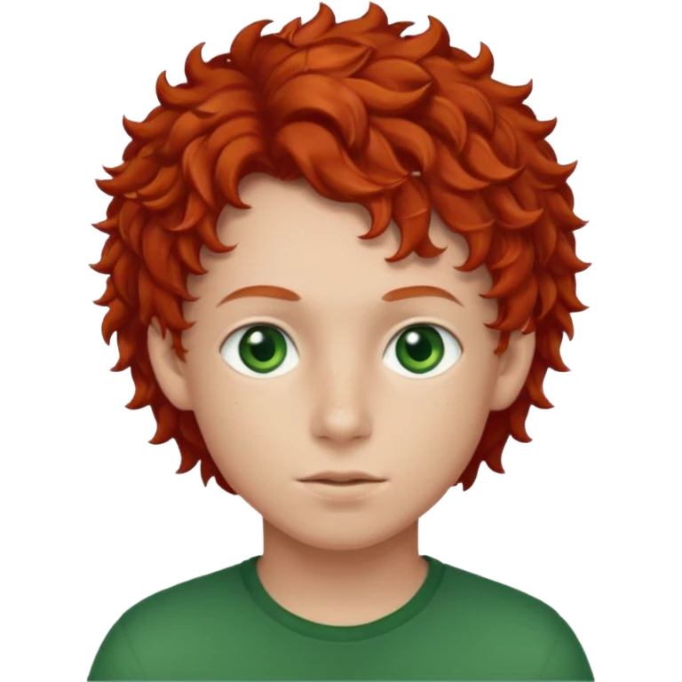 chico de pelo rojo rizado con ojos verdes emoji