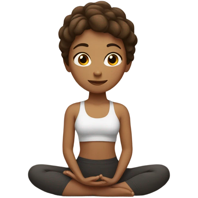 Girl with short hair brown in yoga  emoji