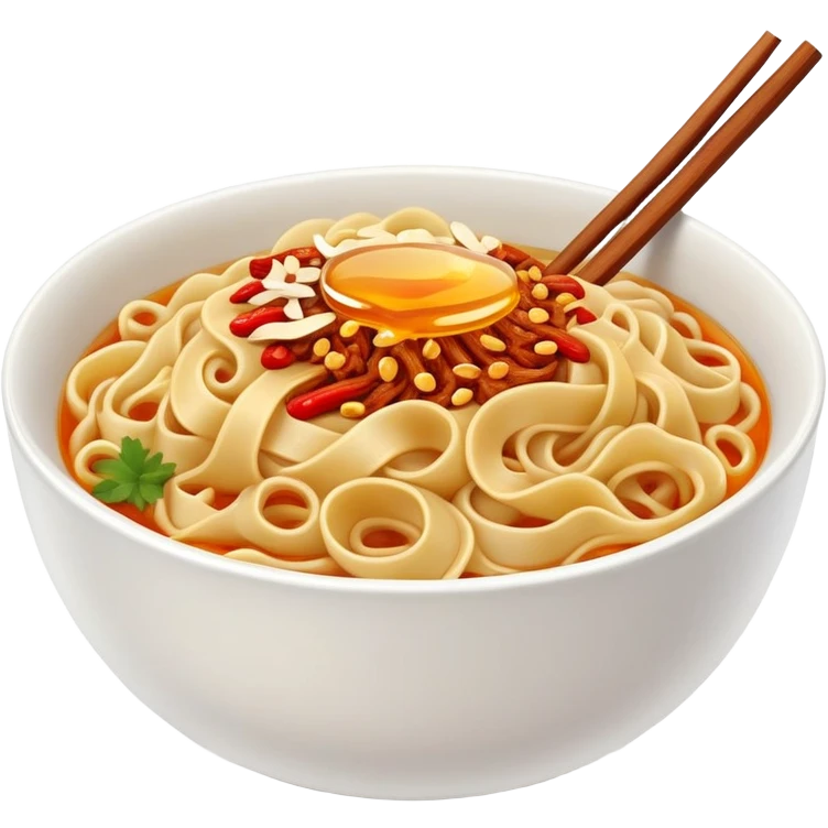Bowl noodles with hot spices: chili, ginger horseradish and honey emoji