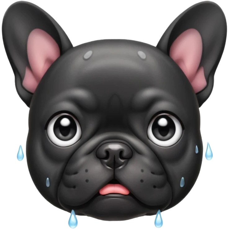 crying teary eyes black French bulldog emoji