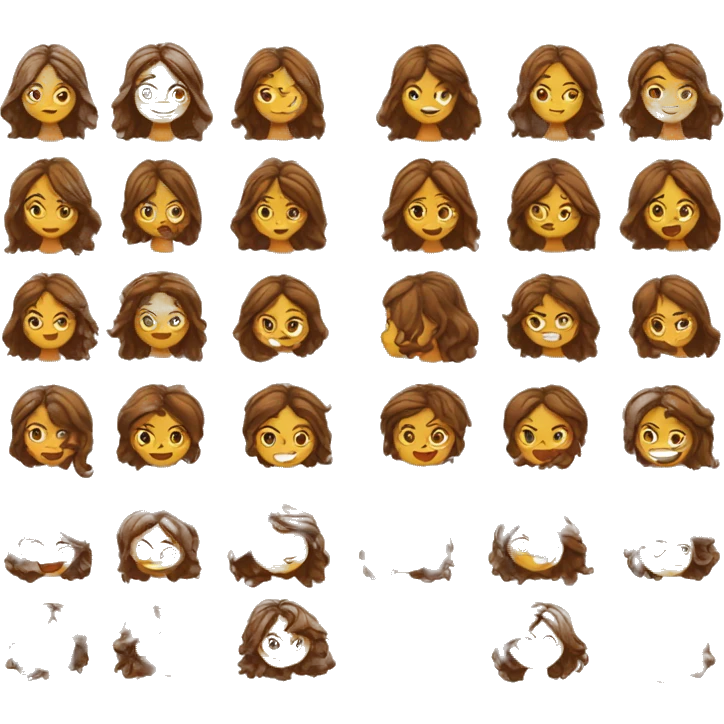 Chica con el pelo marrón y ondulado  emoji