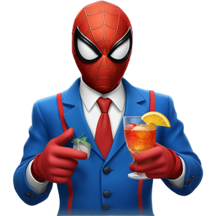Spider-Man drinking an old fashion emoji