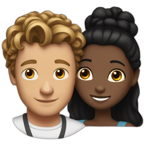 Simon Baker hug a black girl brown eyes and sblack hair in a bun emoji