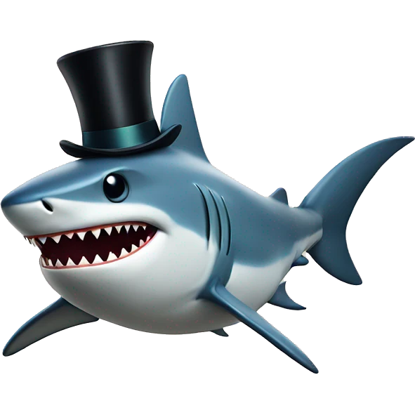 Shark with a top hat emoji
