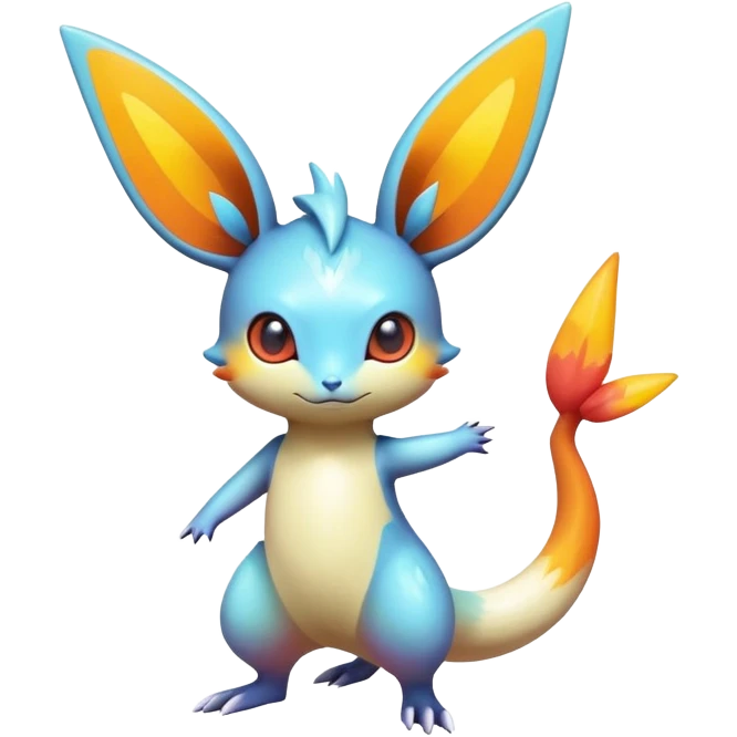 Colorful Shiny Exotic Victini-Salandit-Minccino-Emolga-Fakémon-hybrid-creature (full body)  emoji