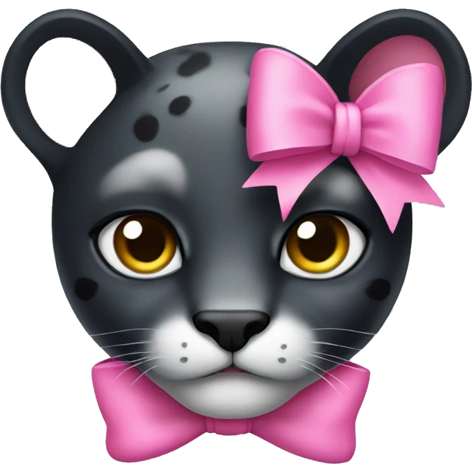 Panther wearing a pink bow emoji