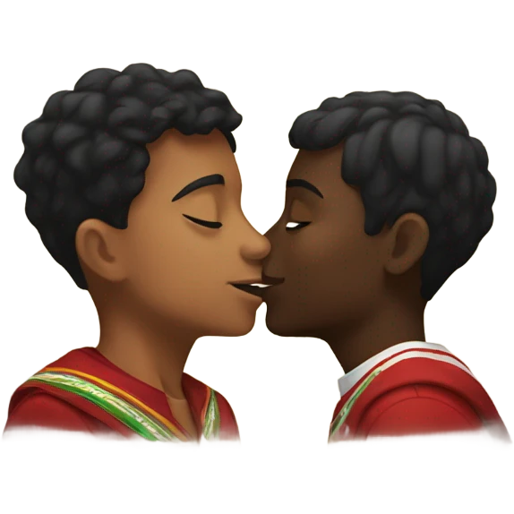 Black boy and Mexican boy kissing  emoji