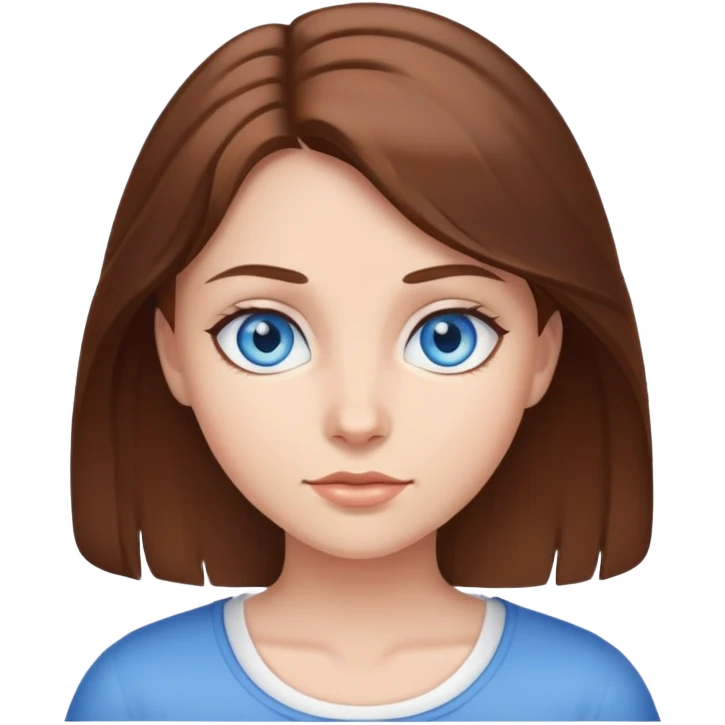 Girl with blue eyes and brown hair  emoji