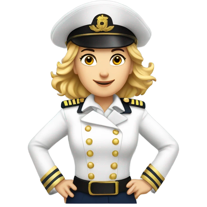 German Ship Captain Woman white Uniform  emoji