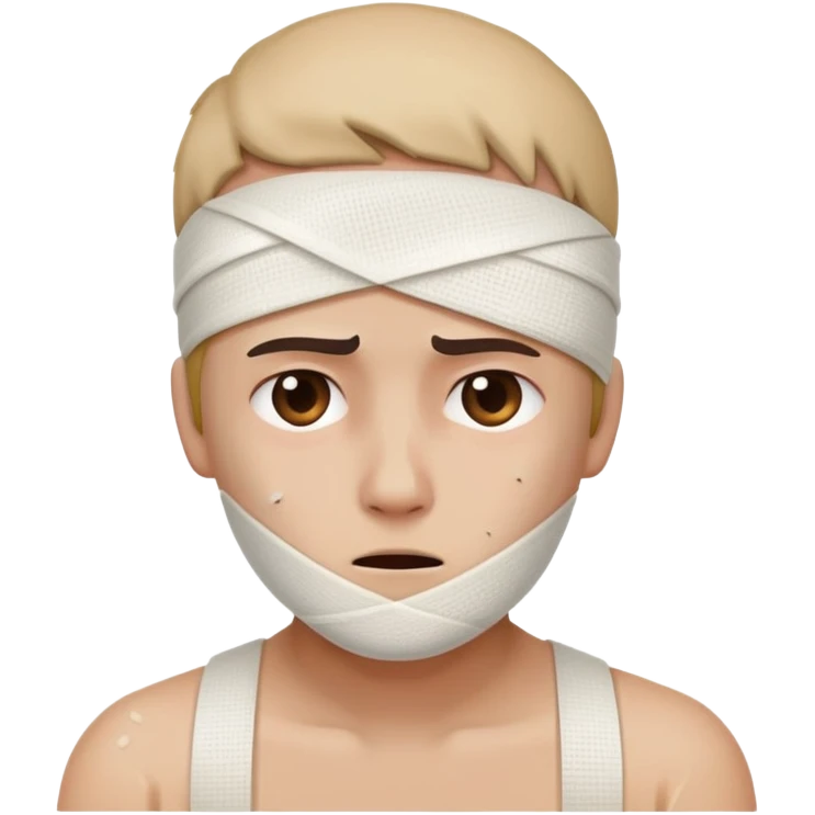 person with bandage and injury looking hurt emoji